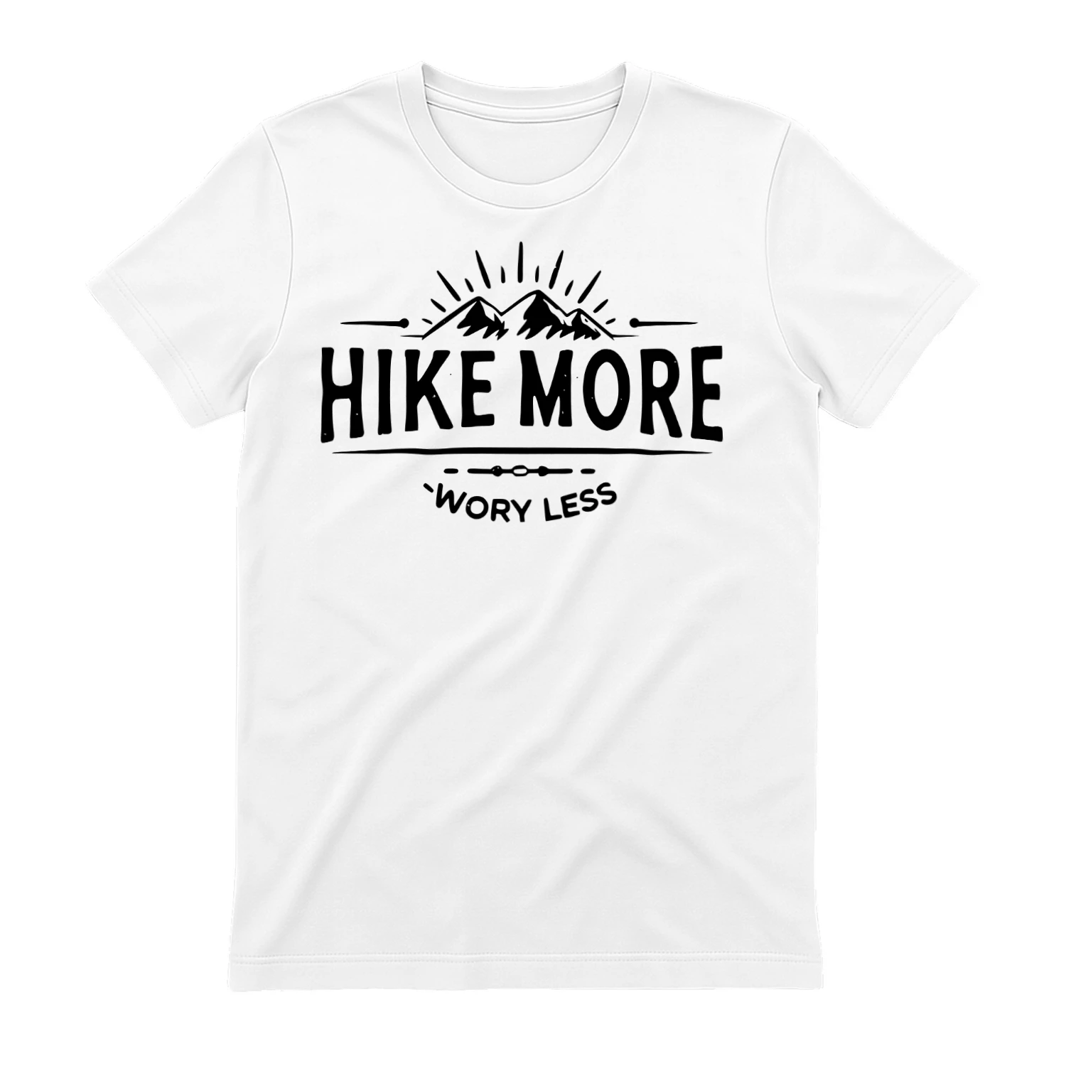 Hike More Worry Less Retro Mountain Minimalist Graphic Design