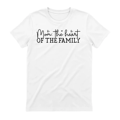 Mom The Heart Of The Family Cursive Script Hearts Typography Design