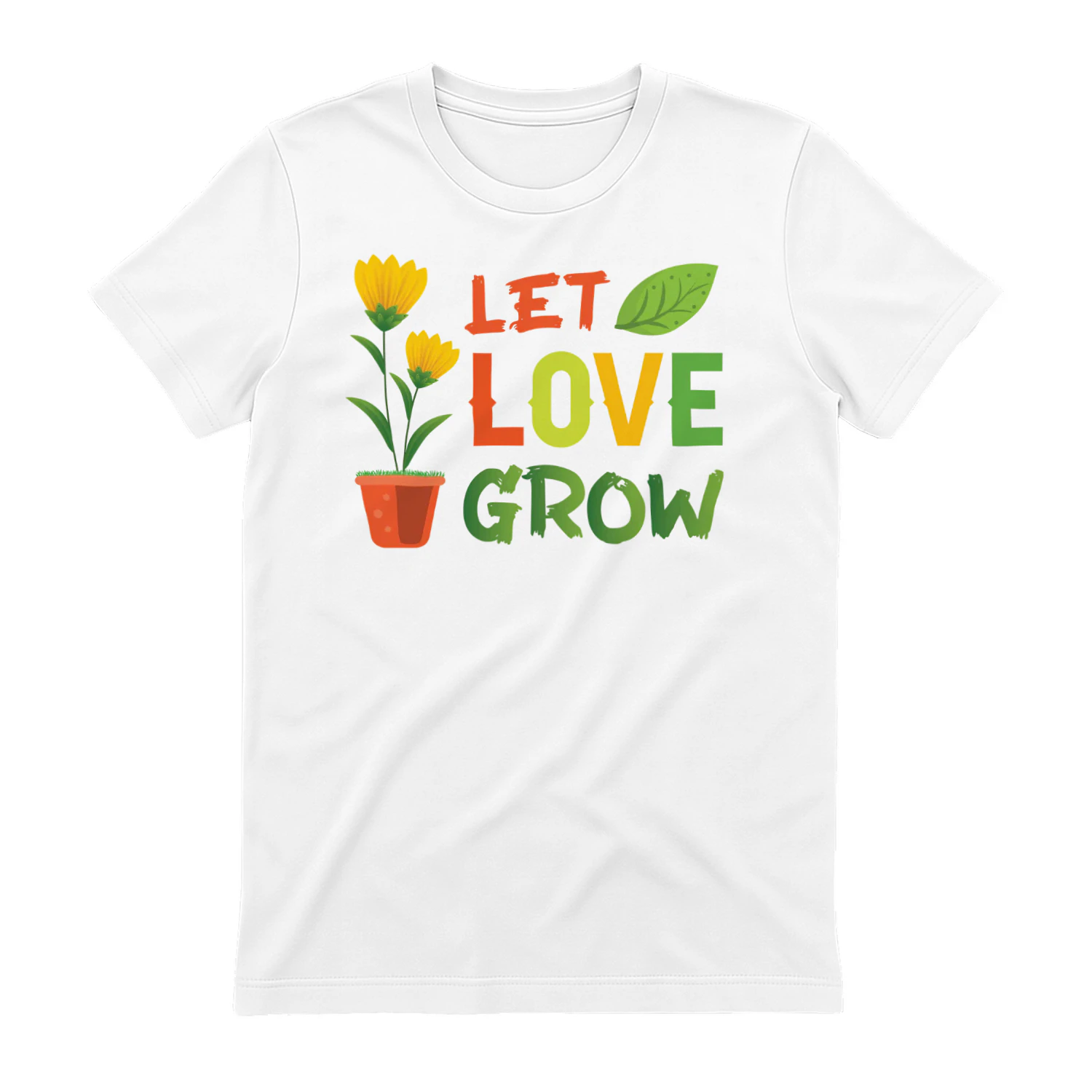 Let Love Grow Yellow Flowers Potted Plant Typography Design