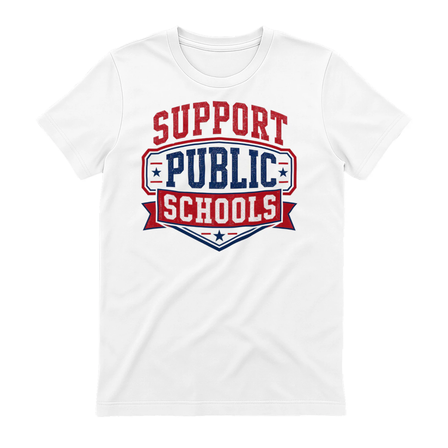 Support Public Schools Distressed Vintage Crest Graphic Design