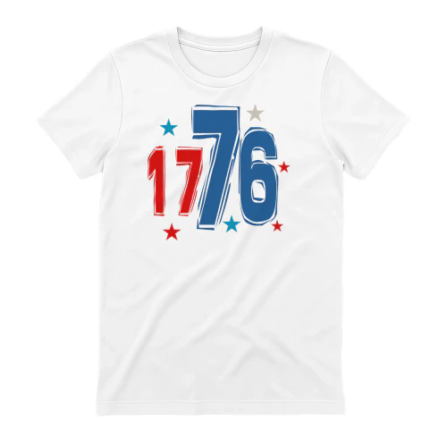 1776 Patriotic Block Numbers Stars - 4th Of July Graphic