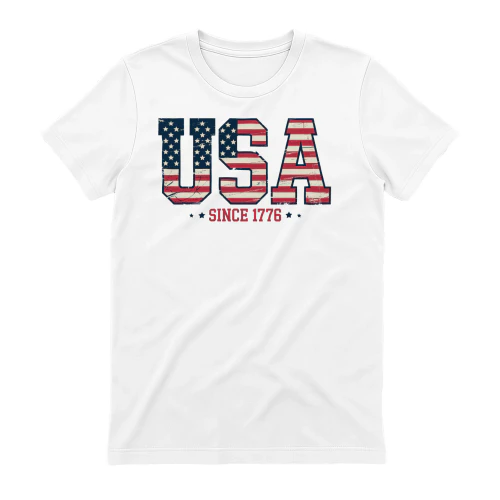 USA Since 1776 American Flag Vintage Block - 4th Of July Graphic