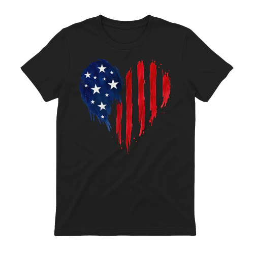 Patriotic American Flag Heart Brushstroke Painted USA Graphic