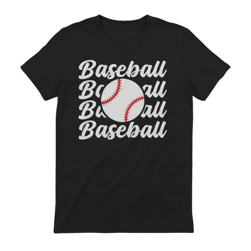 Baseball Repeated Text Graphic - Retro Cursive Script Ballgame Design