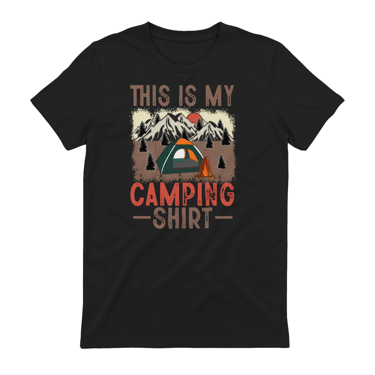 This Is My Camping Shirt Vintage Mountain Campfire Graphic Design