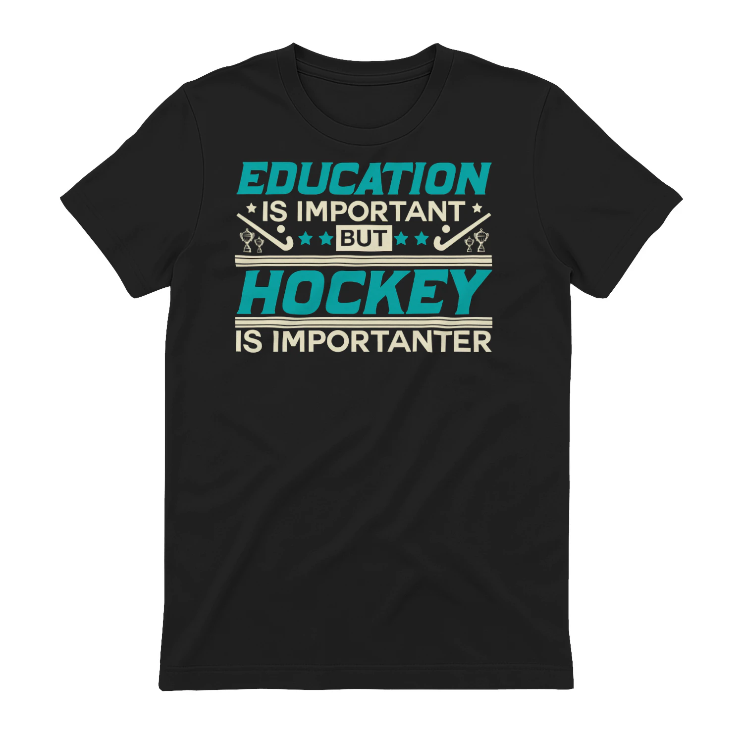 Education Is Important But Hockey Is Importanter - Funny Retro Sports Graphic