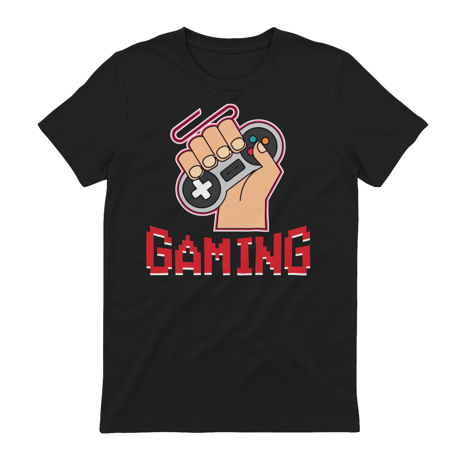 Retro Gamer Hand Holding Controller Pixel Gaming Graphic Design
