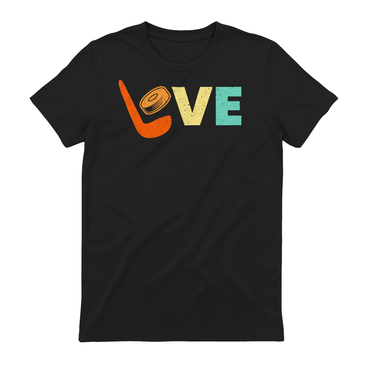 Love Hockey - Funny Retro Distressed Ice Hockey Graphic for Men and Women
