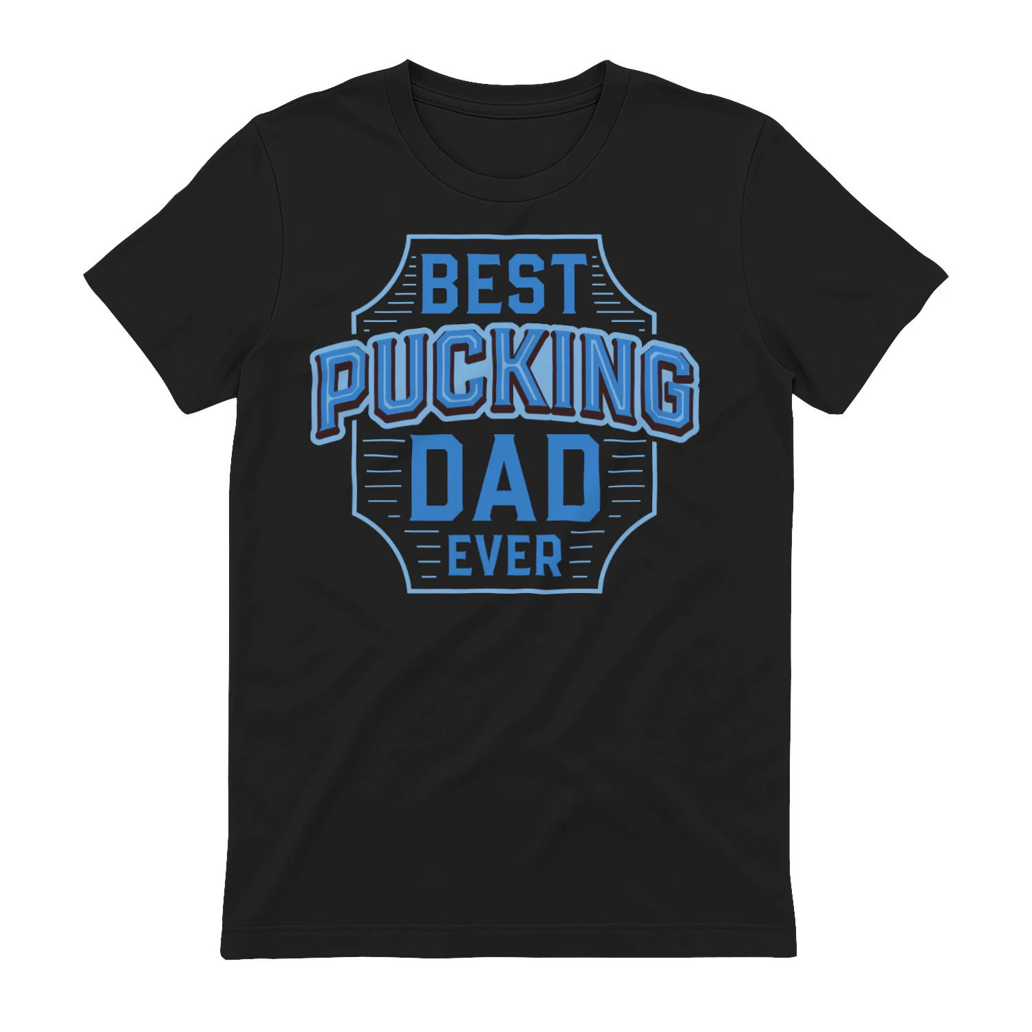 Best Pucking Dad Ever - Funny Ice Hockey Father Retro Badge Graphic
