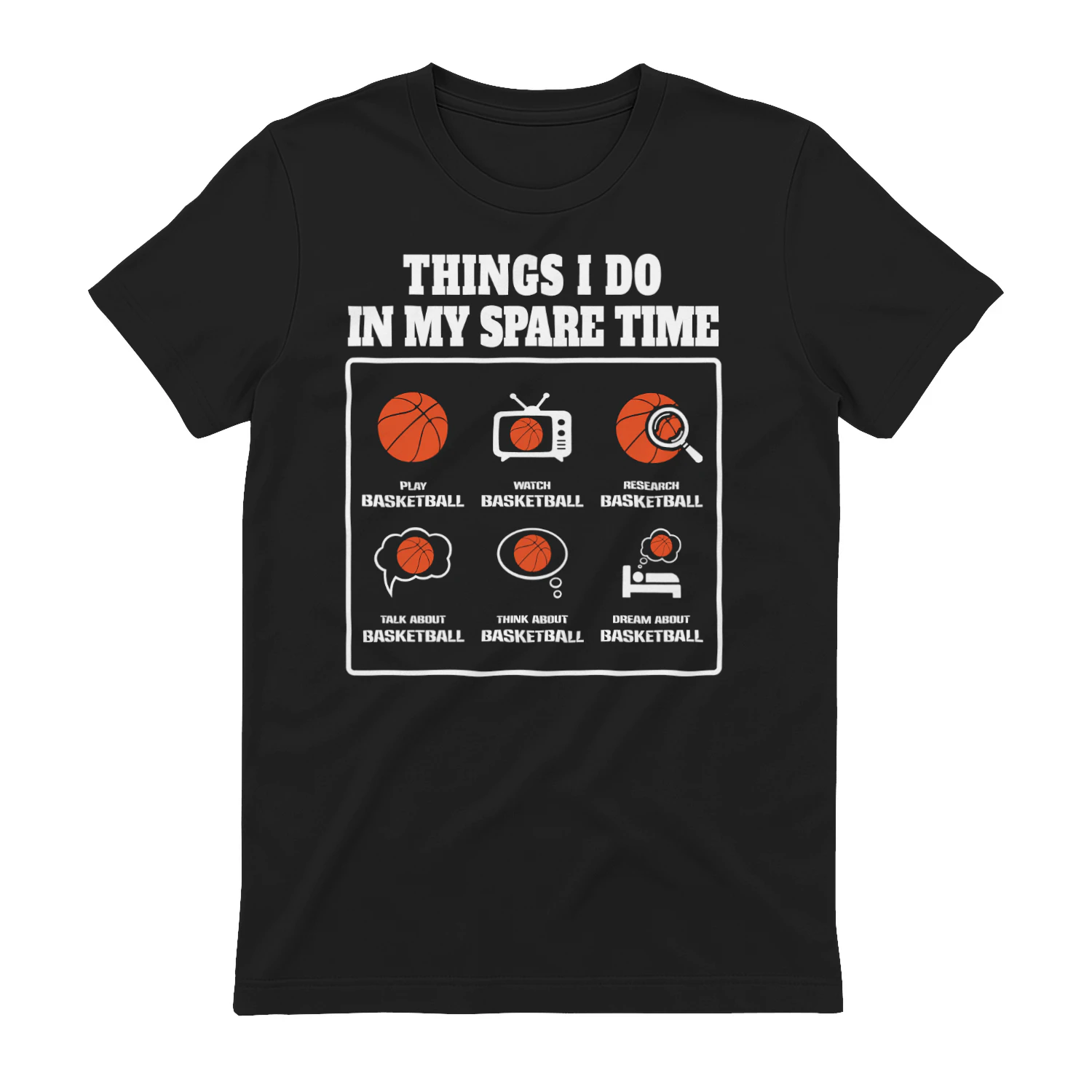 Things I Do In My Spare Time - Funny Retro Basketball Hobbies Slogan Graphic