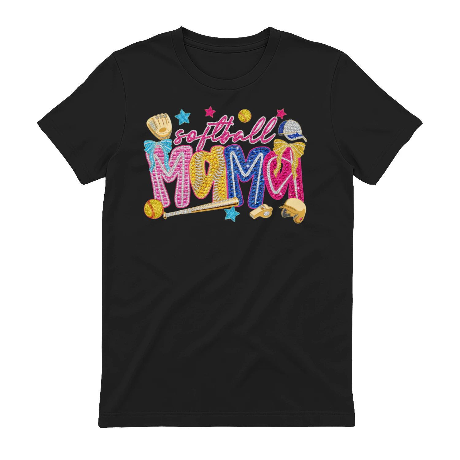 Softball Mama Glitter Rhinestone Bows Sports Mom Design
