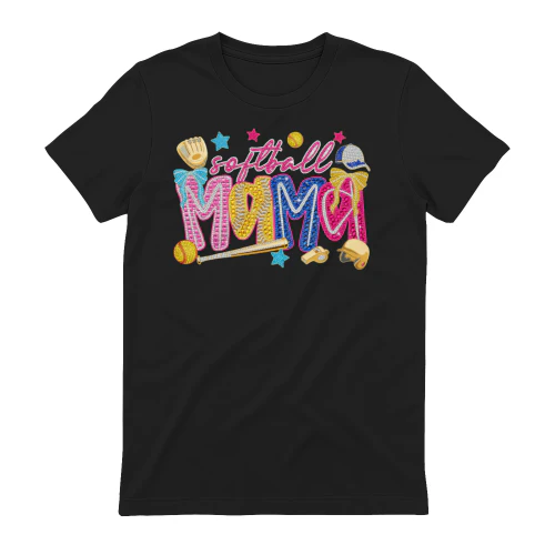 Softball Mama Glitter Rhinestone Bows Sports Mom Design