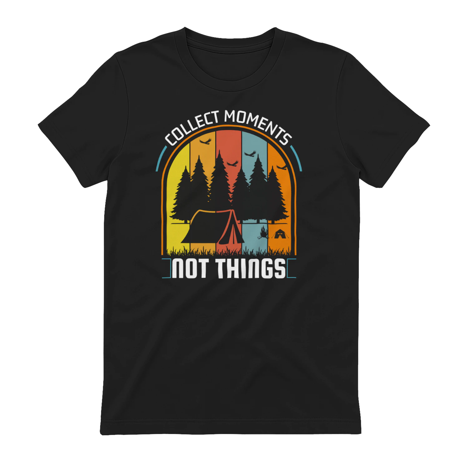 Collect Moments Not Things Vintage Sunset Camping Graphic Design