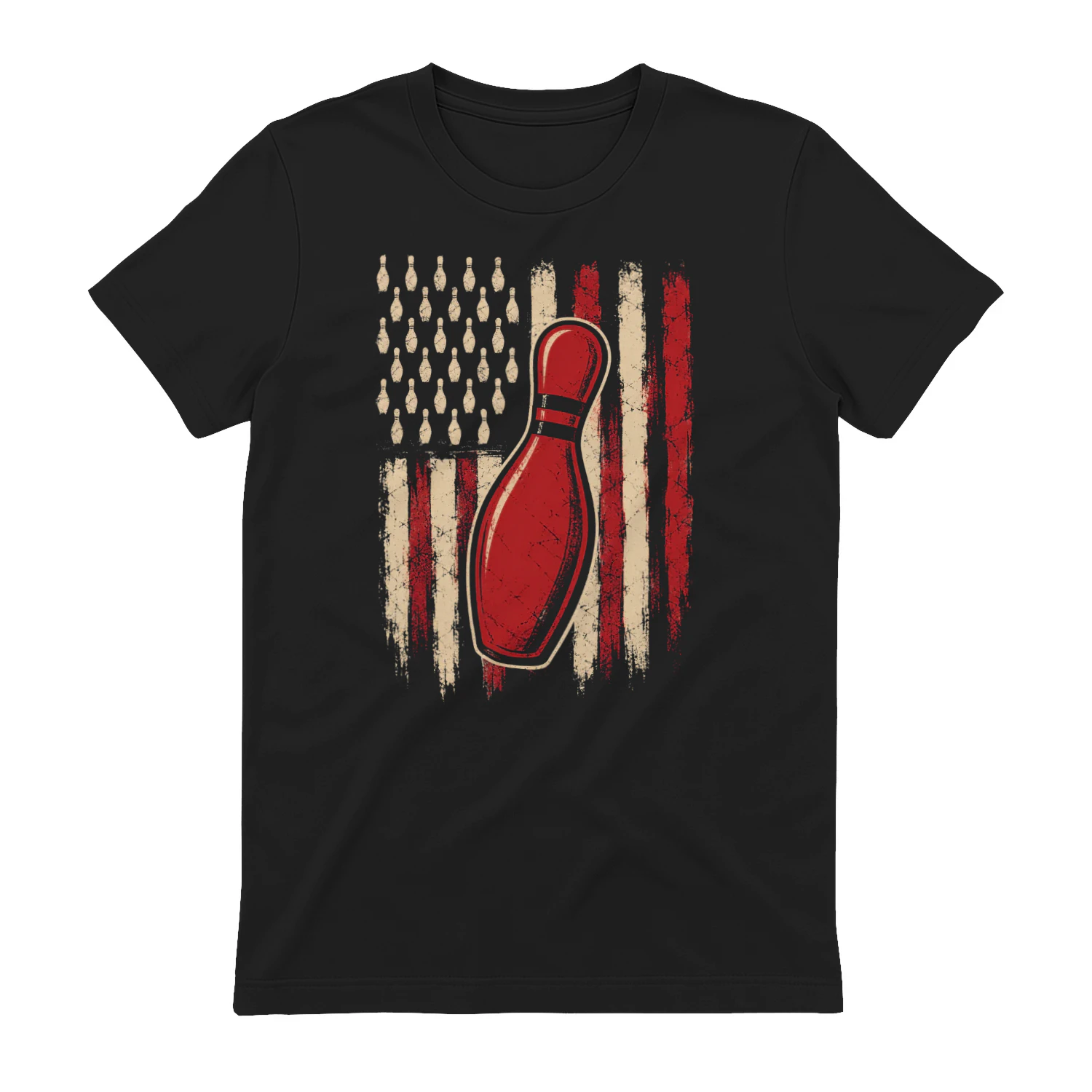 American Flag Bowling Pin Patriotic USA Bowler - Vintage Distressed Graphic Design