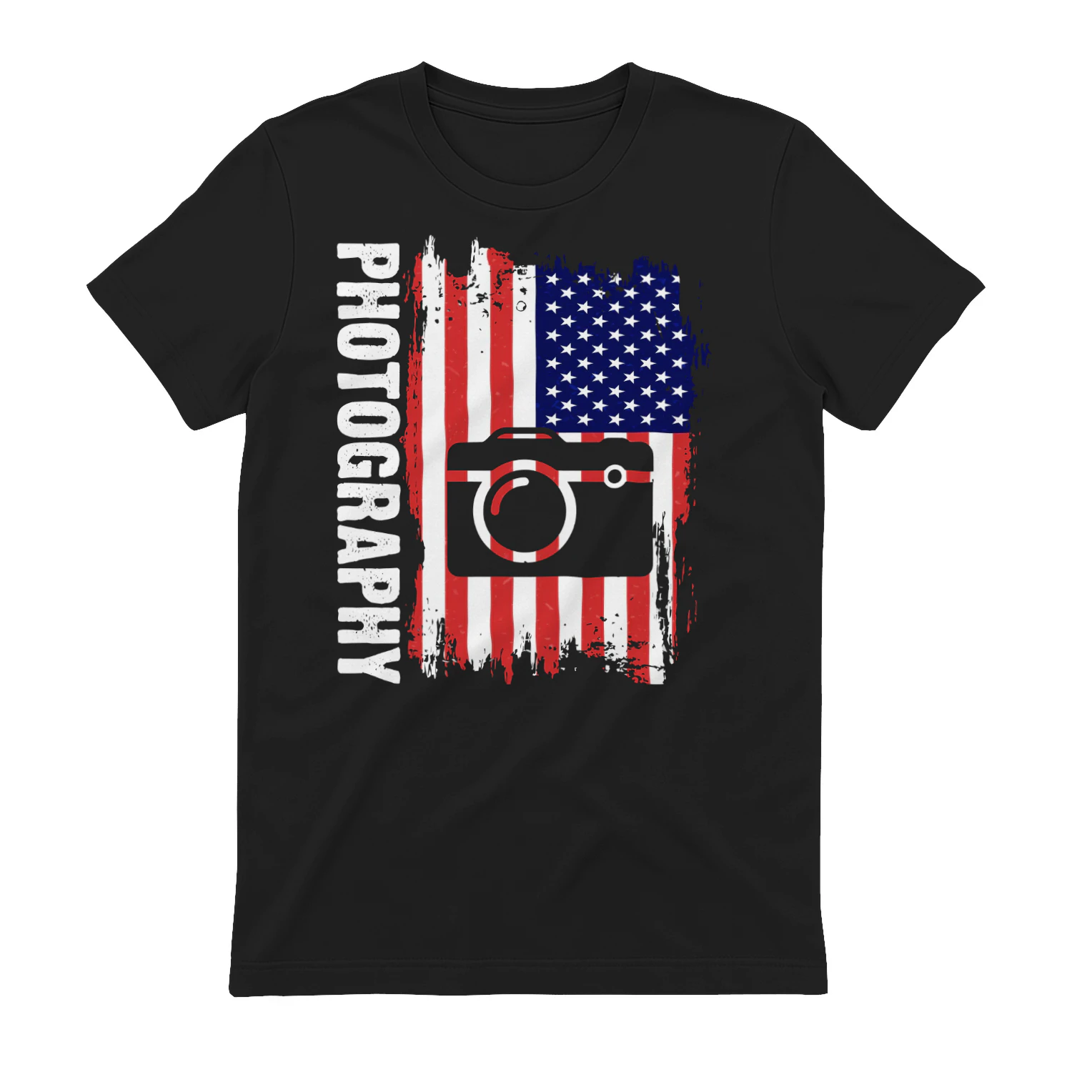 Photography - Distressed American Flag Vintage Camera Patriotic Photographer Graphic