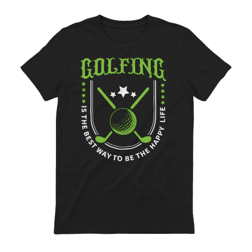 Golfing Is The Best Way To Be The Happy Life - Green Vintage Emblem Golfer Design