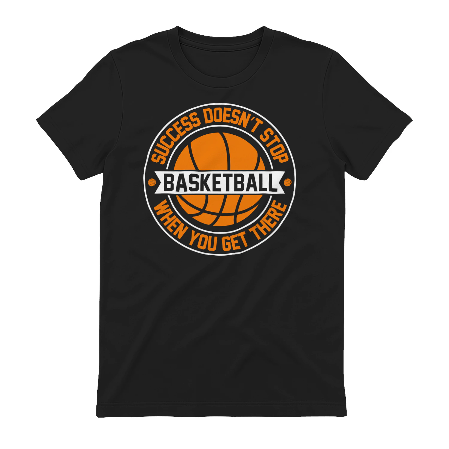 Success Doesn't Stop Basketball - Retro Orange and White Circular Banner Graphic