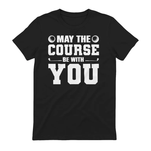 May The Course Be With You Funny Golf Quote - White Varsity Golfer Design