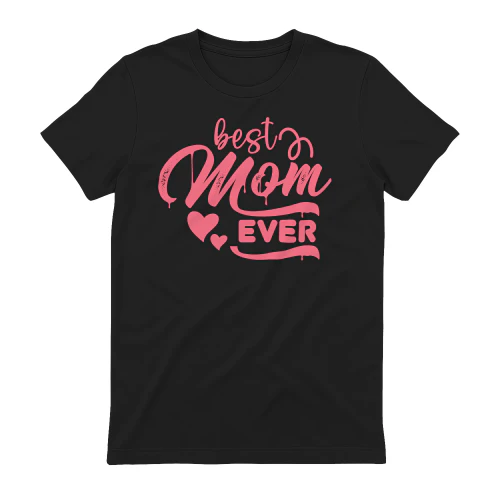 Best Mom Ever Pink Script Hearts Drip Typography Design