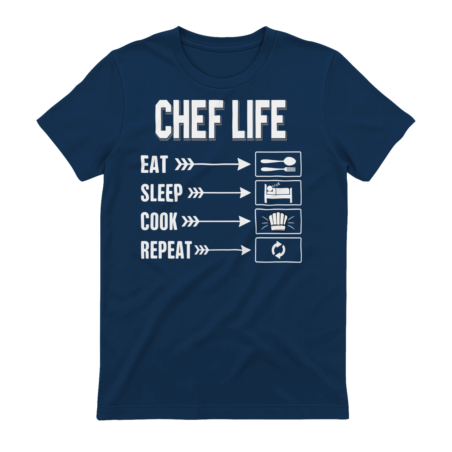 Chef Life Eat Sleep Cook Repeat - Funny Culinary Routine Typography Graphic