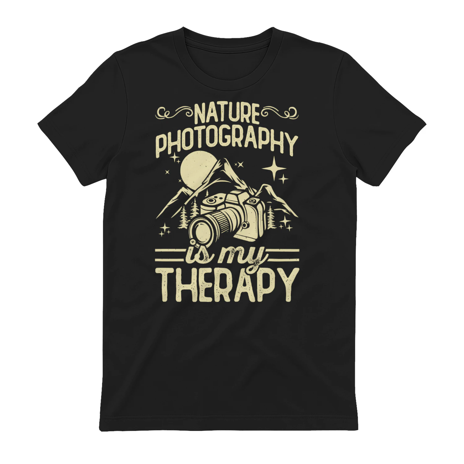 Nature Photography Is My Therapy - Vintage Mountain Wilderness Camera Graphic