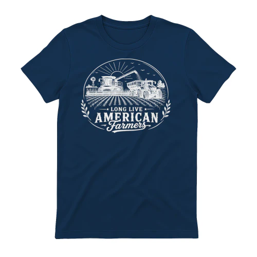Long Live American Farmers Combine Harvester Tractor Agriculture Design