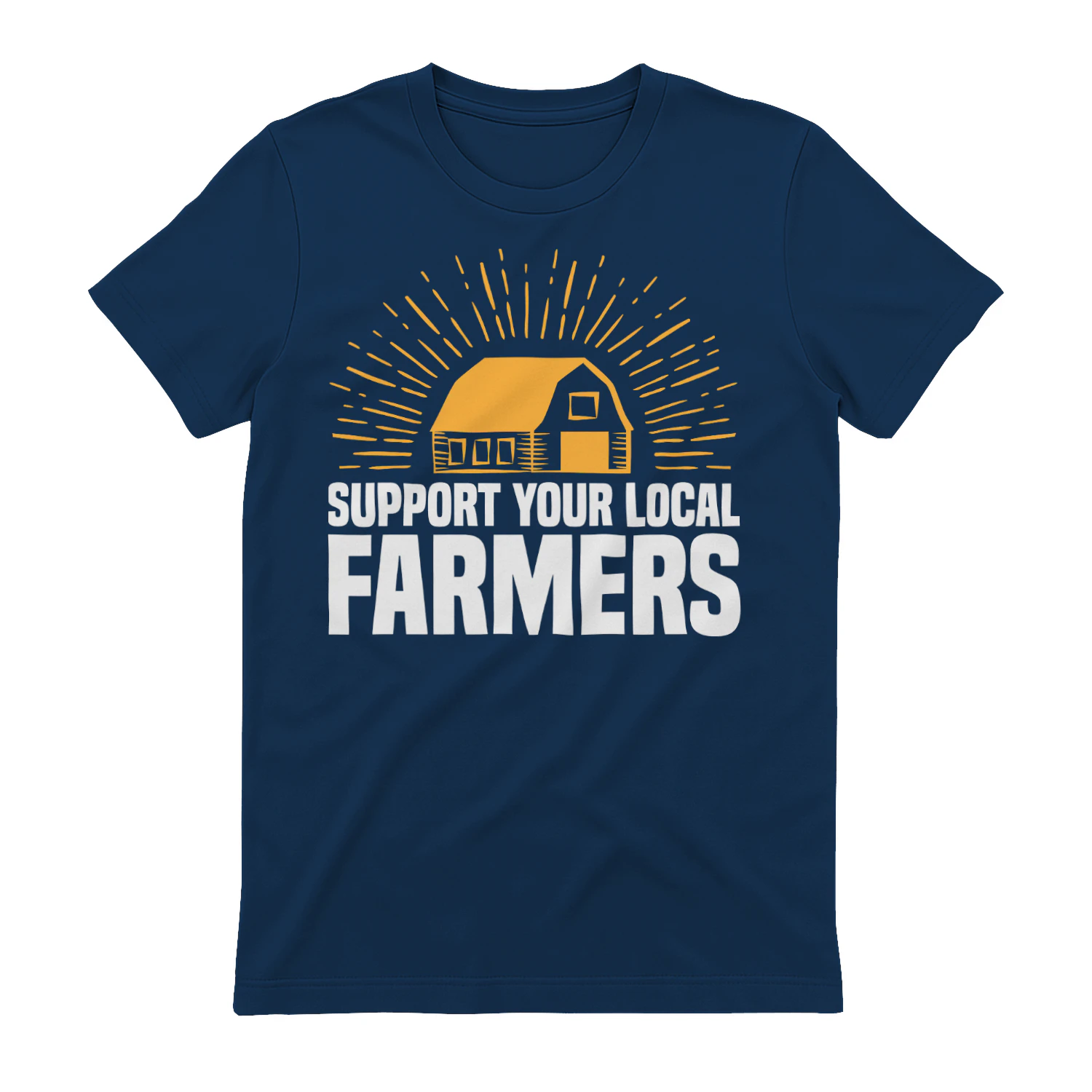 Support Your Local Farmers - Vintage Barn Sunburst Agriculture Pride Graphic