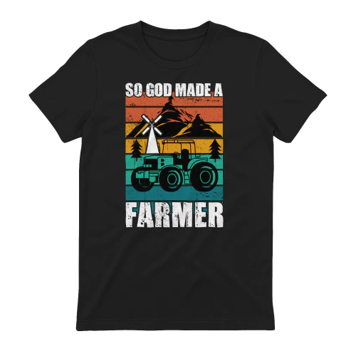 So God Made A Farmer Retro Sunset Tractor Windmill Farming Design