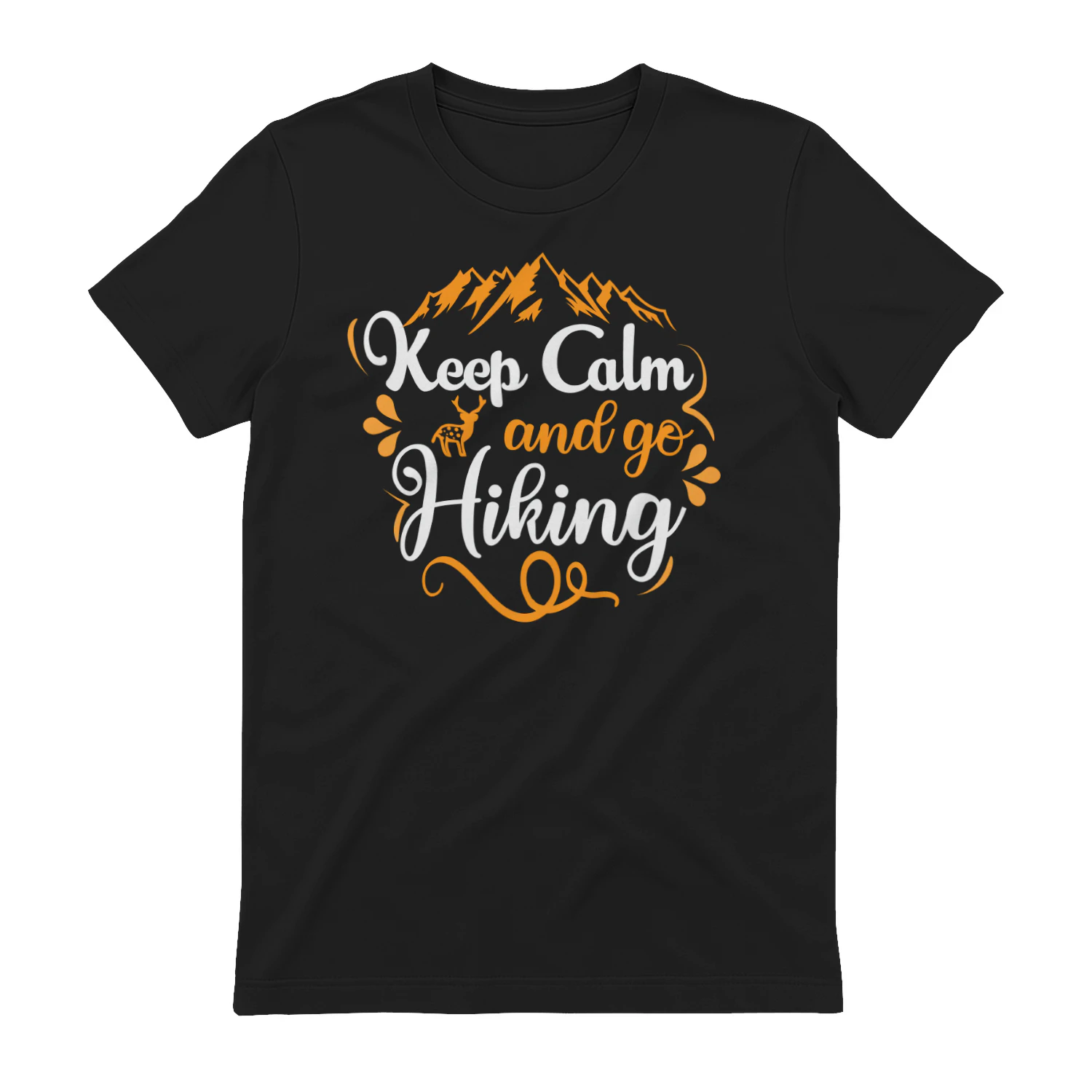 Keep Calm And Go Hiking Retro Mountain Deer Graphic Design