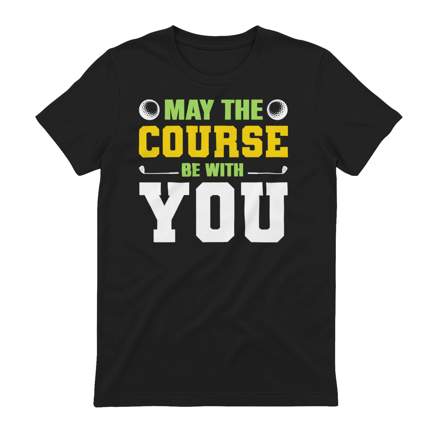 May The Course Be With You Funny Golf Quote - Yellow & Green Varsity Sports Design