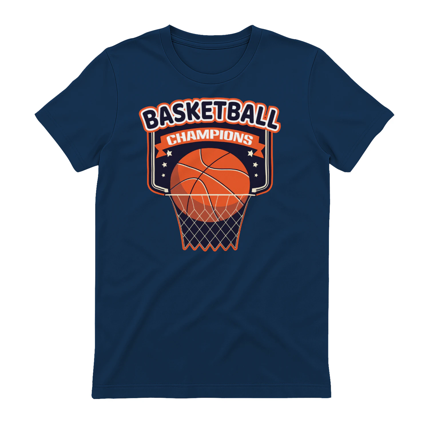 Basketball Champions - Retro Navy and Orange Net Swish Tournament Graphic