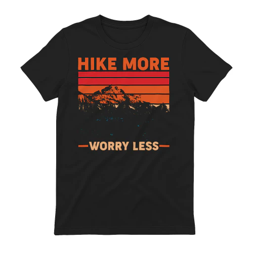 Hike More Worry Less Retro Mountain - Outdoor Sunset Graphic