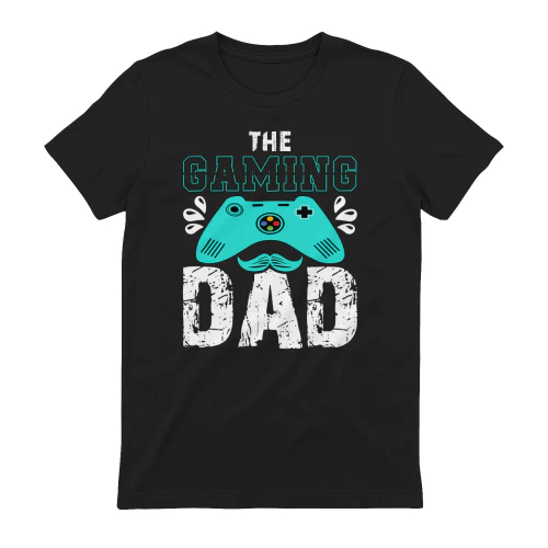 The Gaming Dad Video Game Controller Teal Mustache Father's Day Design