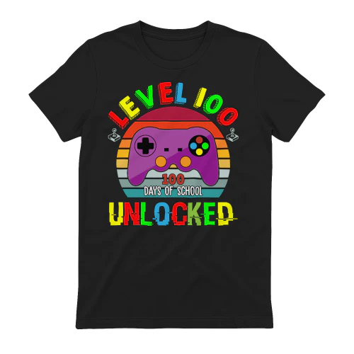 Level 100 Days Of School Unlocked - Gamer Student Graphic