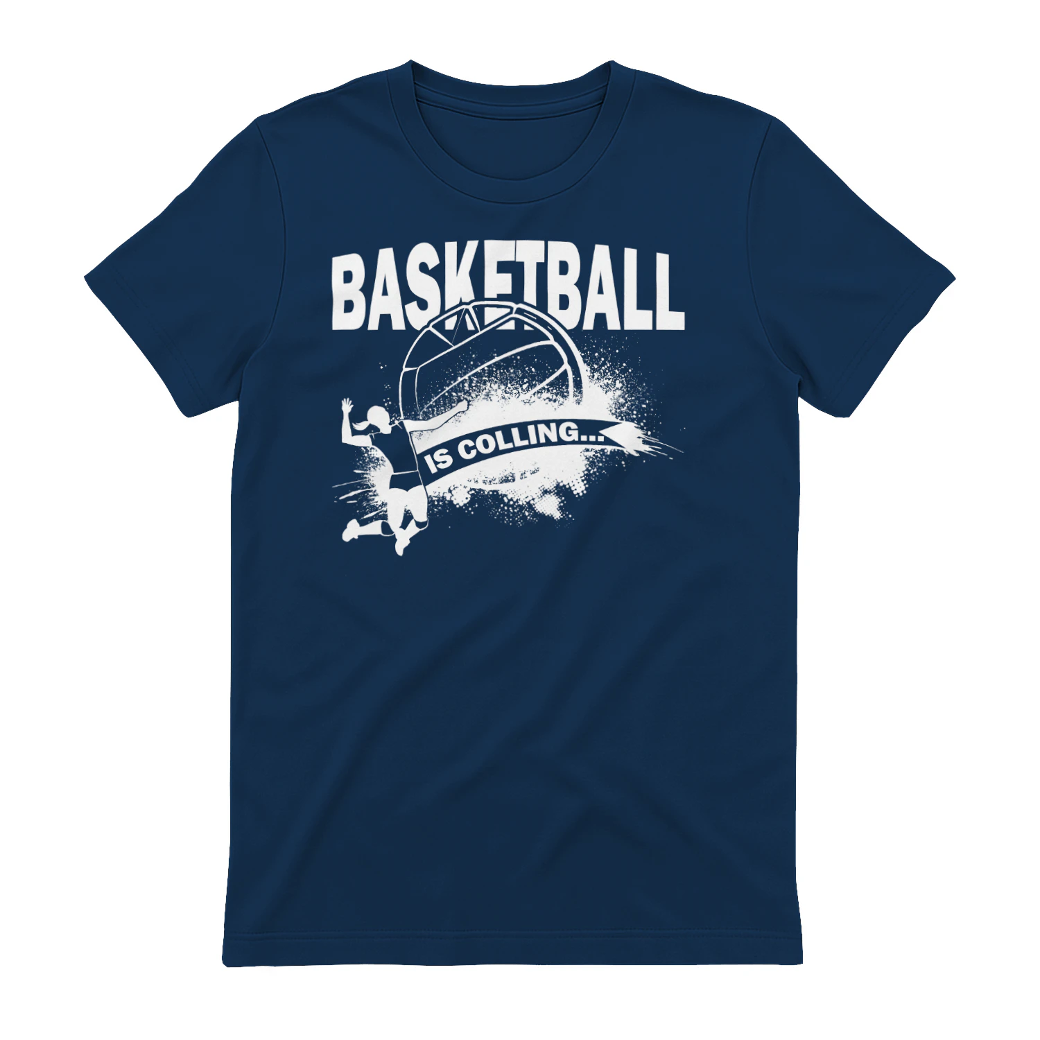 Basketball Is Calling - Retro White Splatter Action Player Silhouette Graphic
