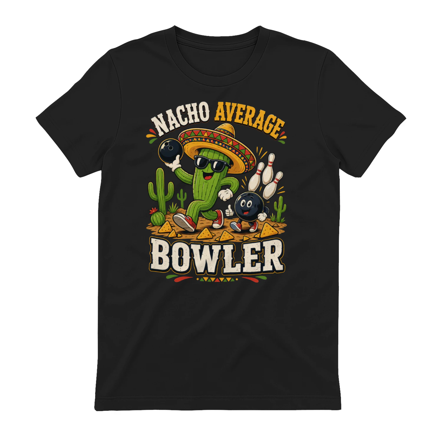 Nacho Average Bowler Funny Cactus Mexican Pun - Vintage Bowling Graphic Design