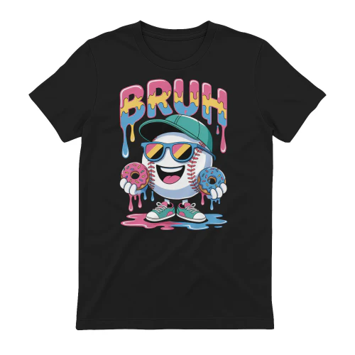 Bruh Cool Baseball Character With Donuts - Dripping Pastel Graffiti Graphic