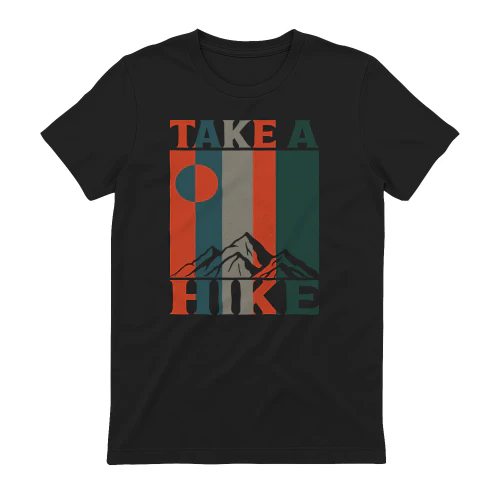 Take A Hike Retro Vertical Stripe - Mountain Outdoor Graphic