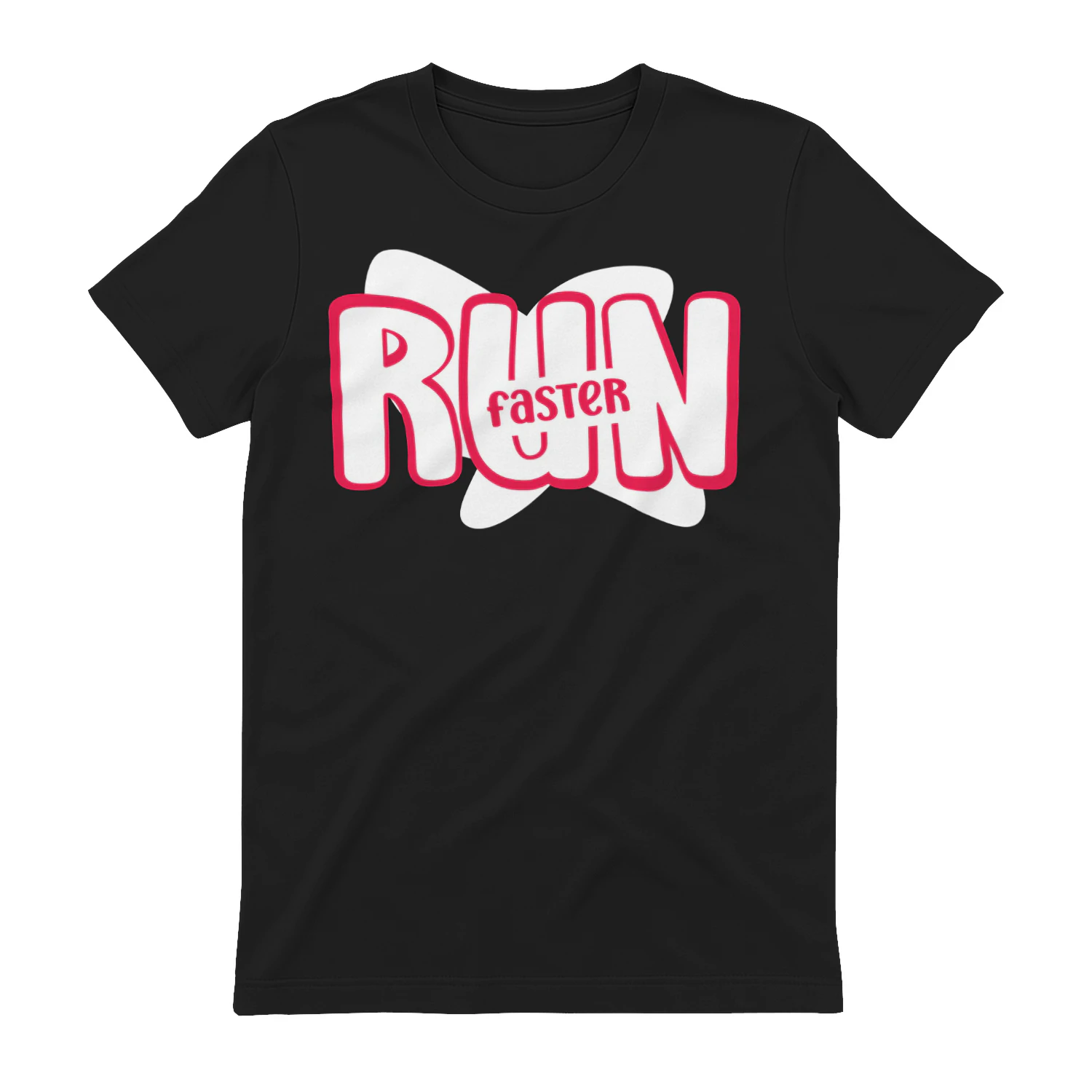 Run Faster - Playful Pop Pink Outlined Cartoon Fitness Typography Graphic