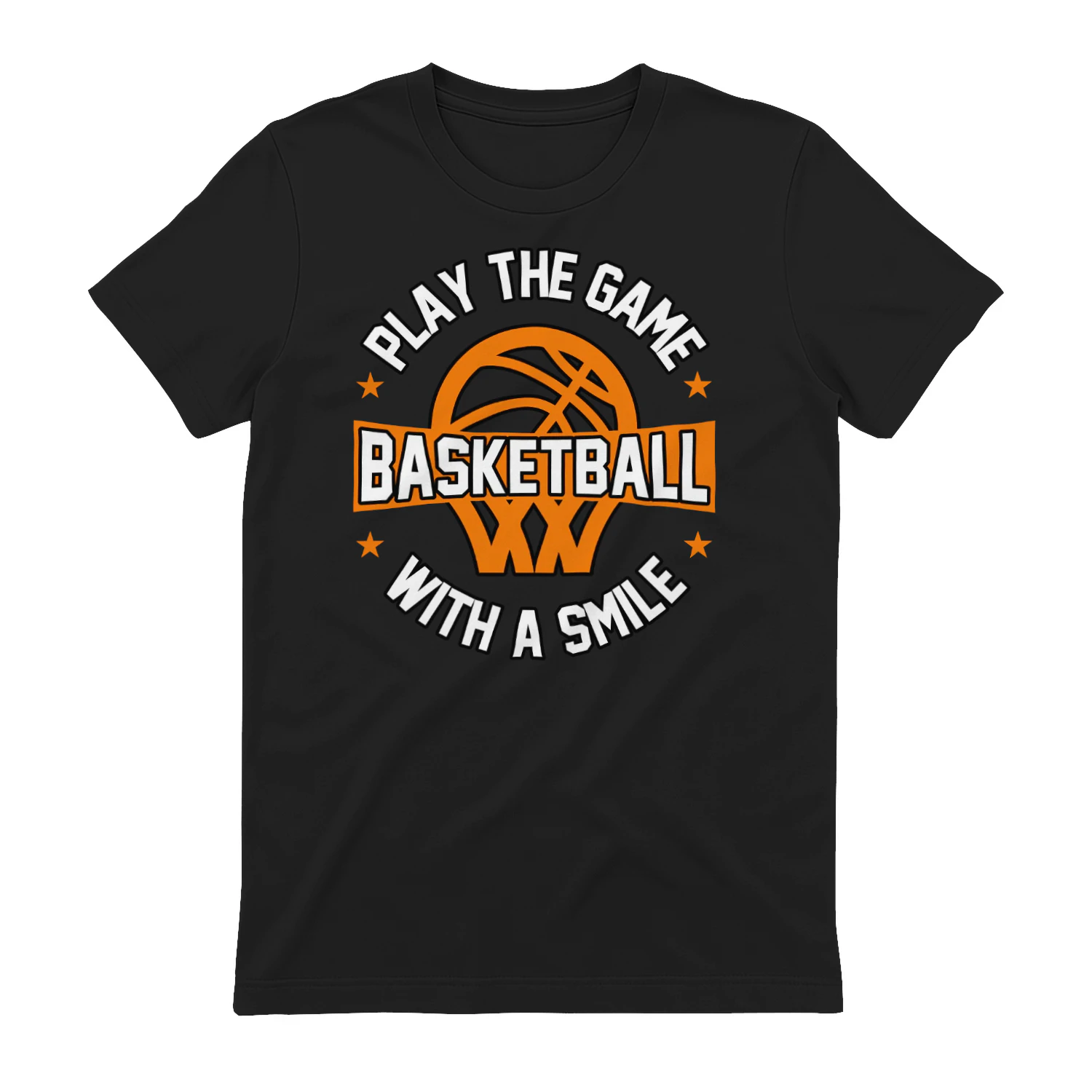 Play The Game Basketball With A Smile - Retro Orange Circular Emblem Graphic