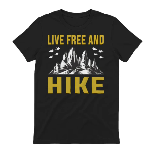 Live Free And Hike Mountain Peaks - Outdoor Adventure Graphic