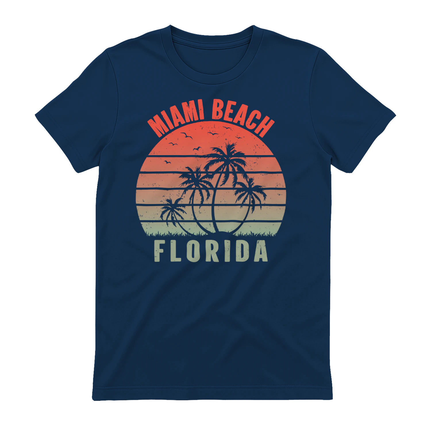 Vintage Miami Beach Florida Palm Trees Sunset - Retro Coastal Graphic Design