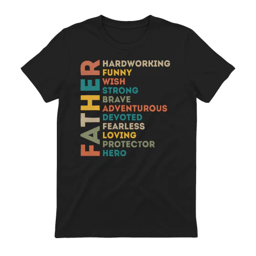 Father Hardworking Brave Protector Hero Retro Color Acrostic Design