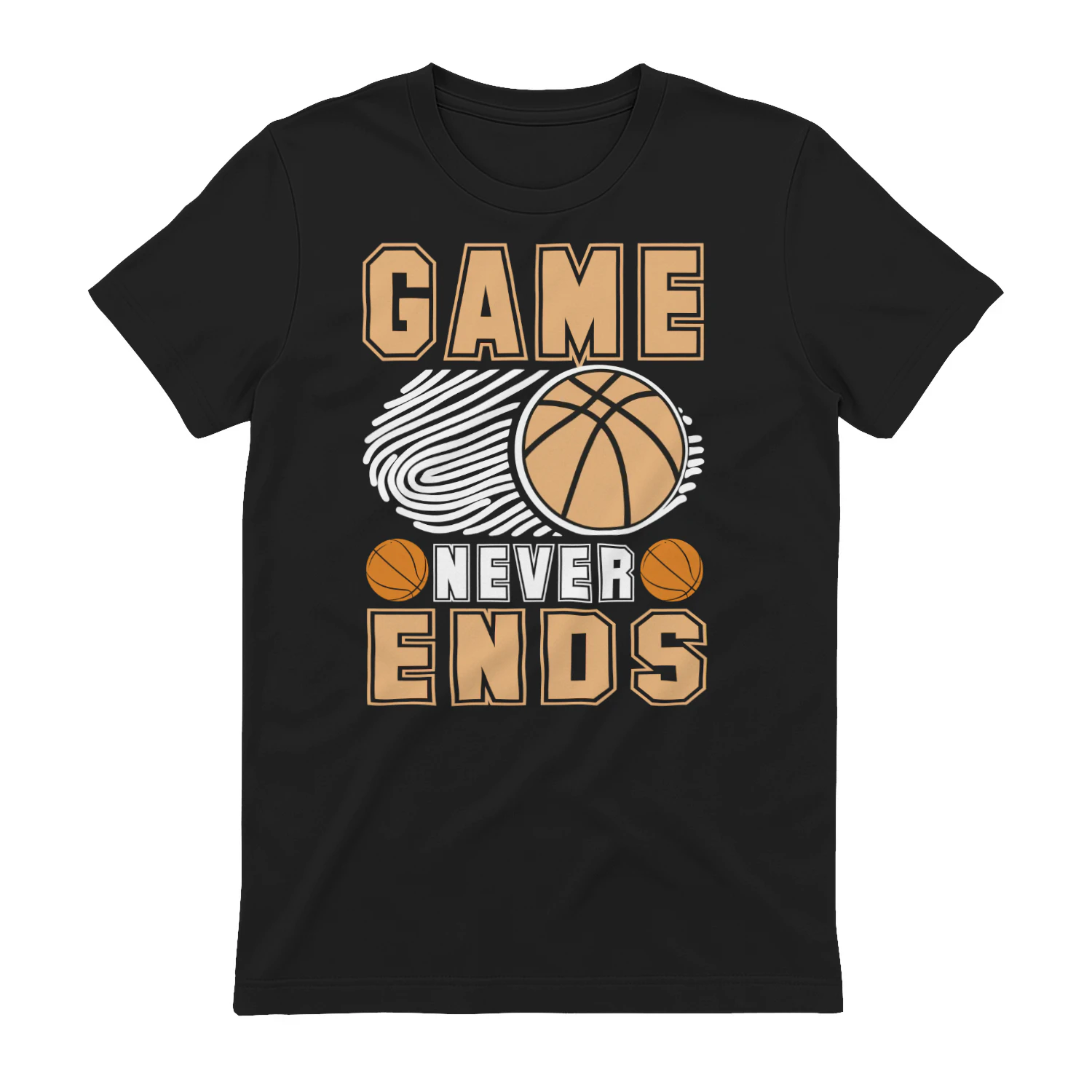 Game Never Ends Basketball - Retro Peach and White Motion Graphic