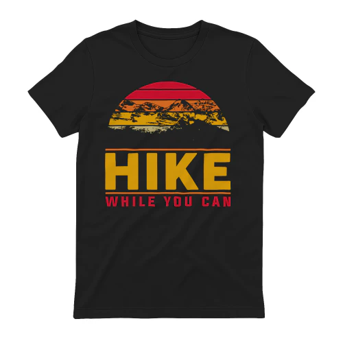 Hike While You Can Retro Mountain - Outdoor Sunset Graphic