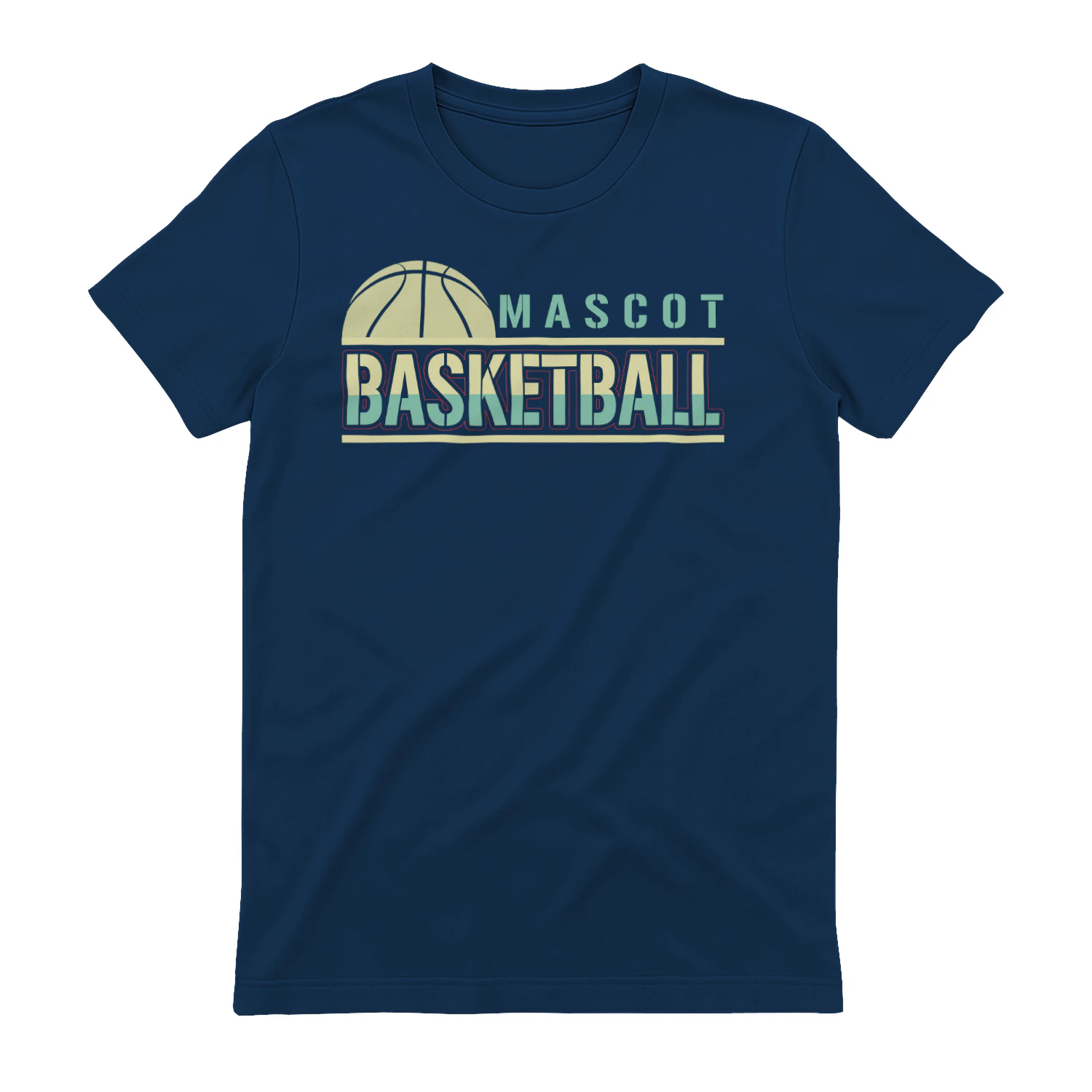 Custom Mascot Basketball - Retro Teal and Beige Split Tone Sports Slogan Graphic