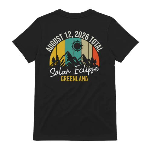 Solar Eclipse August 2026 Shirt - Total Solar Eclipse Greenland - Retro Vintage Mountain Totality Graphic