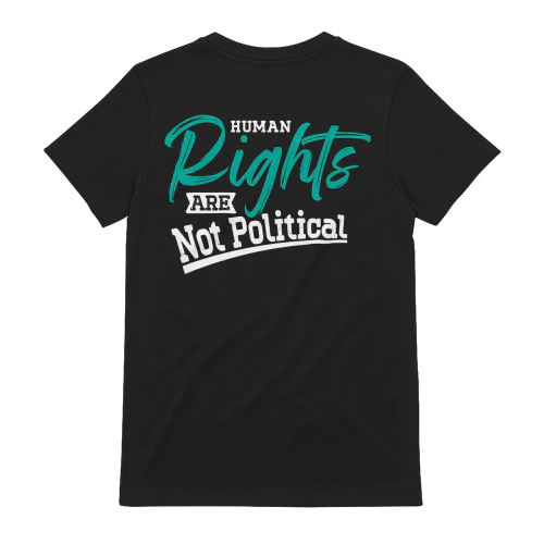 Human Rights Are Not Political Teal Script Typography Graphic