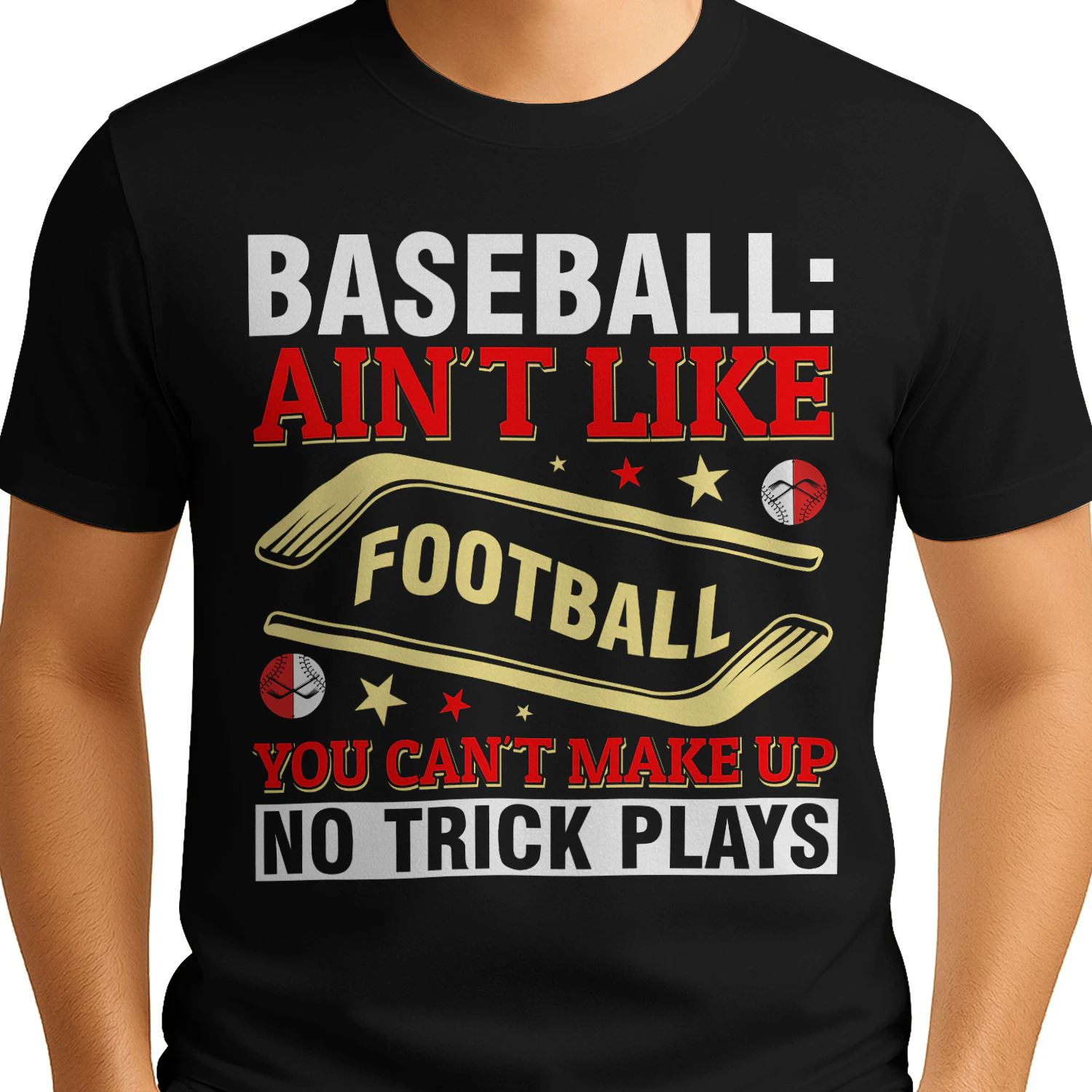 Baseball Ain't Like Football - Funny Baseball Sports Typography Design