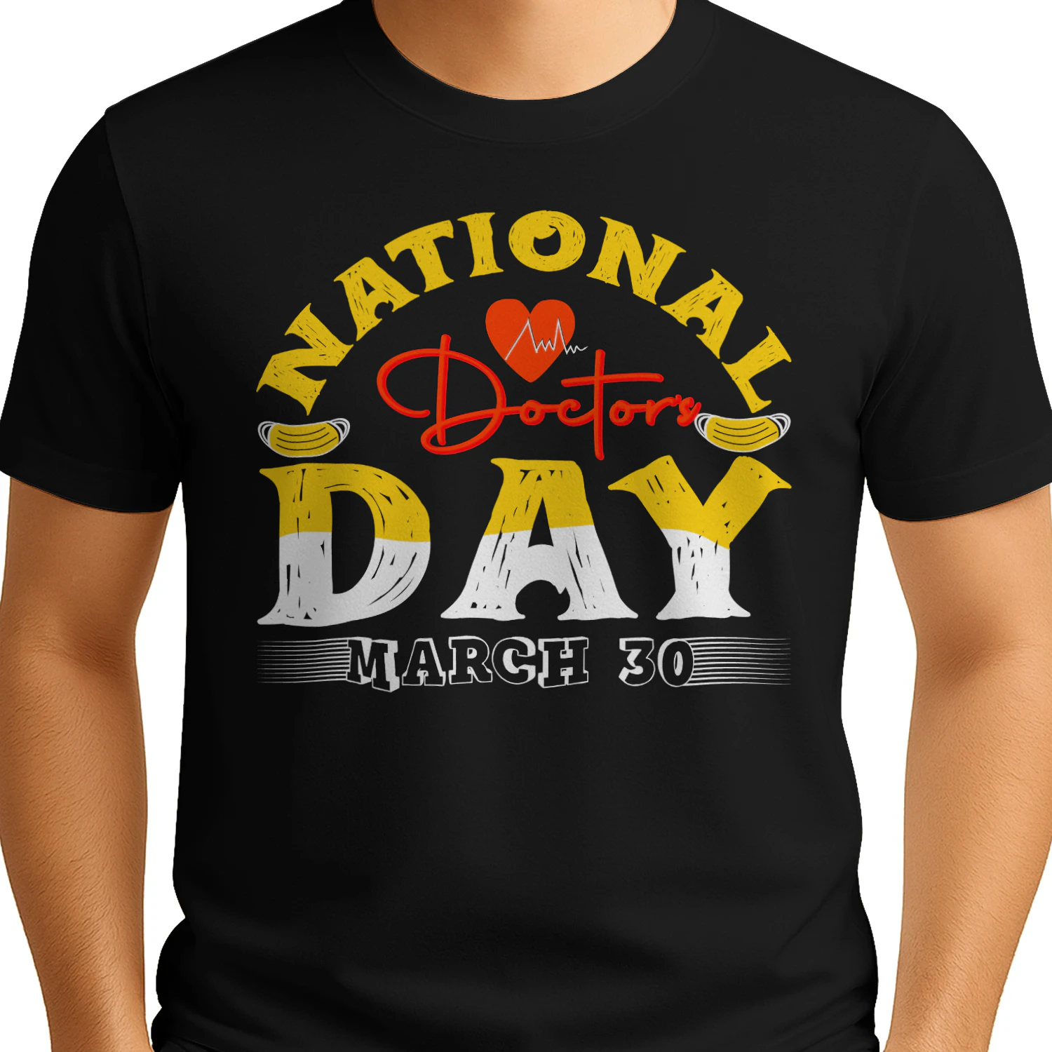 National Doctor's Day March 30 Heartbeat Mask Medical Design